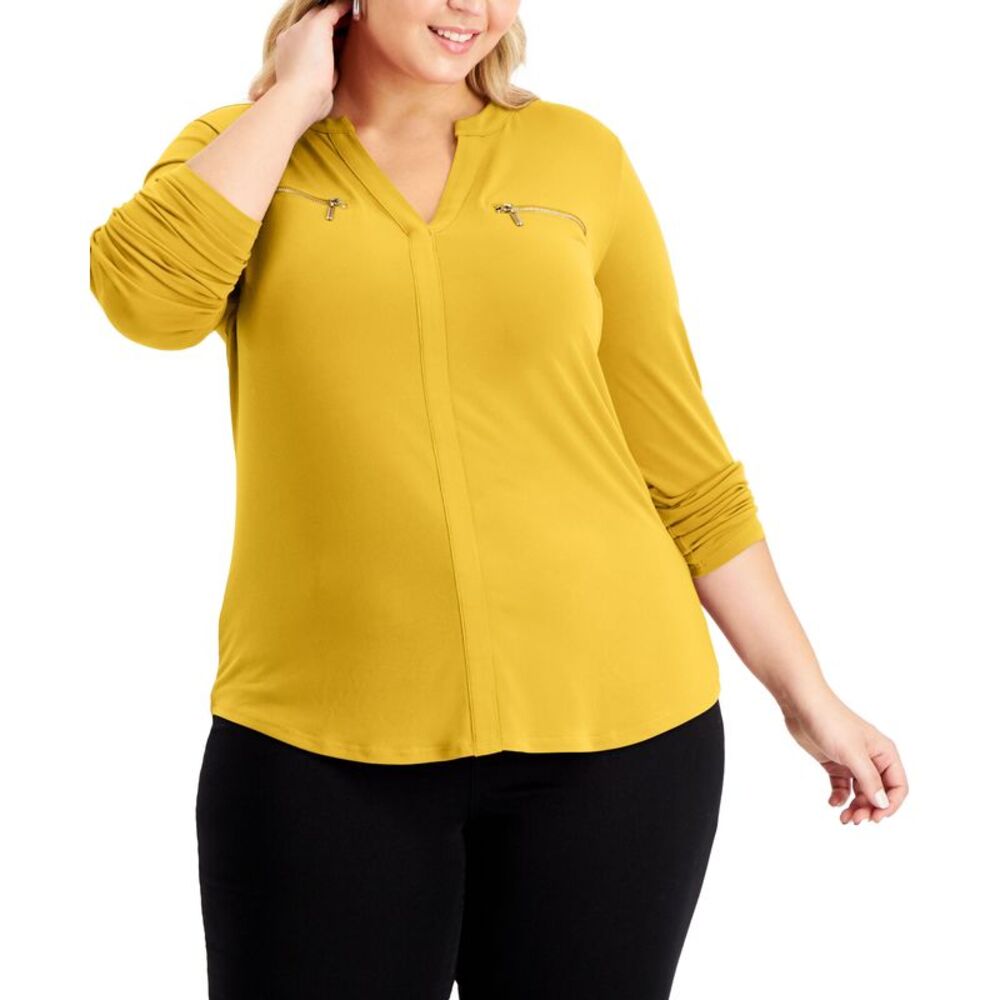 INC International Concepts Plus Size Zip-Pocket Top